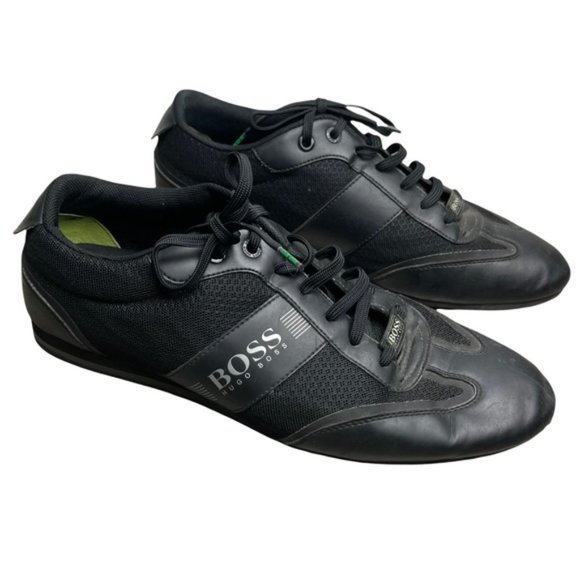 Hugo Boss Other - HUGO BOSS Men's Black 'Spacit' Lace Up Casual Sneakers Black Stripe Size 42